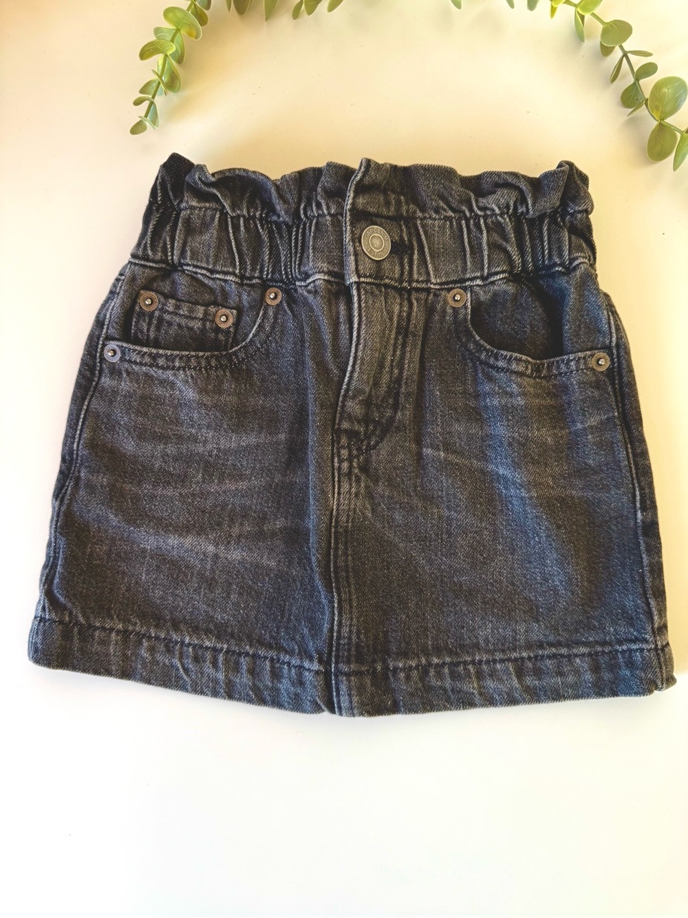 GAP Girls Black Denim Skirt with Elastic Waist